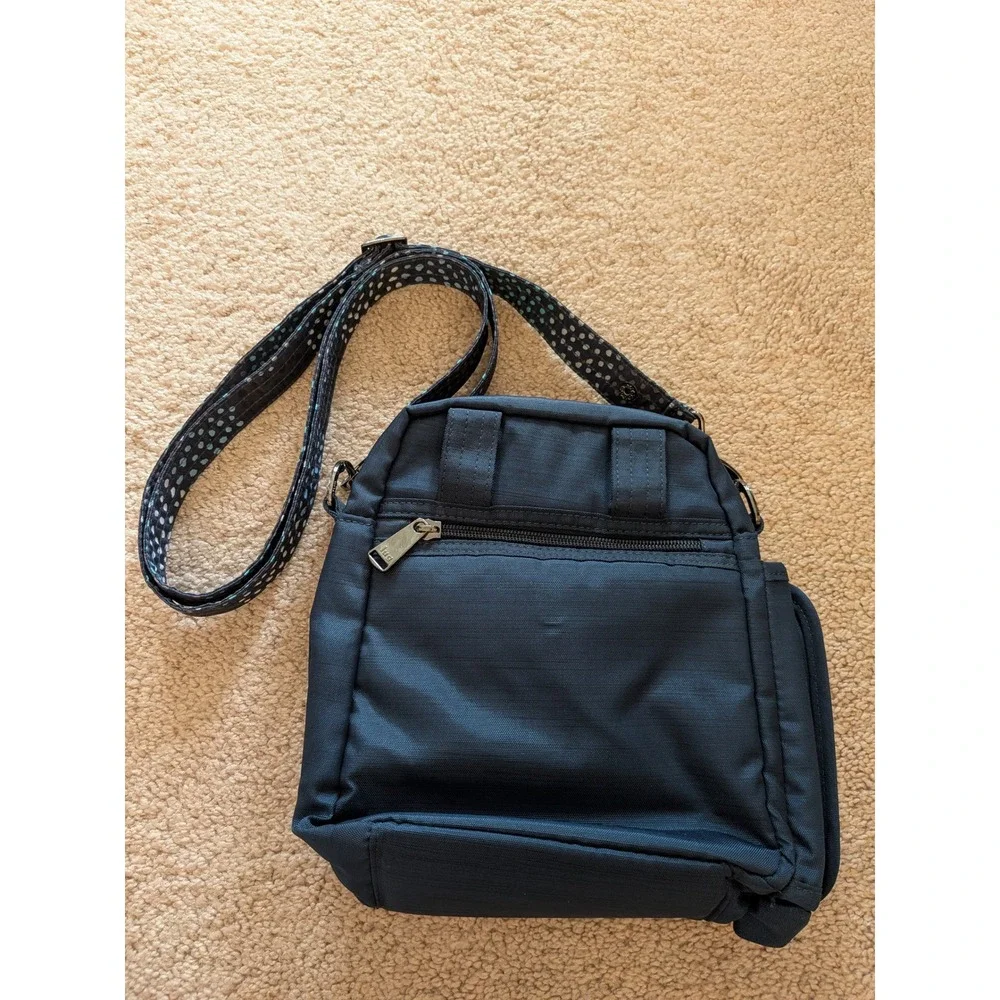 Lug Canter 2 Quilted Crossbody Bag Navy Blue Polka Dot Strap